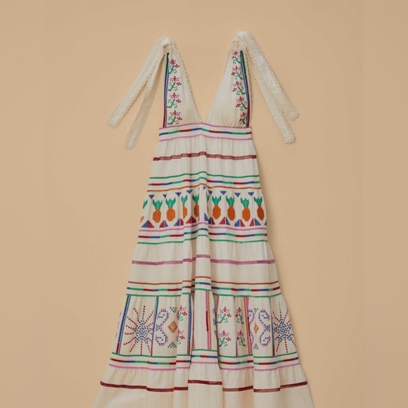 NWT FARM RIO Off-white Embroidered Maxi Dress Small $375 - Picture 12 of 12
